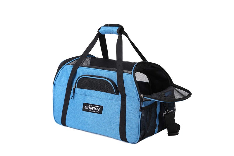 EliteField Soft Sided Pet Carrier (3 Year Warranty, Airline Approved), Multiple Sizes and Colors Available (17" L x 9" W x 12" H, Sapphire Blue) - Image 2